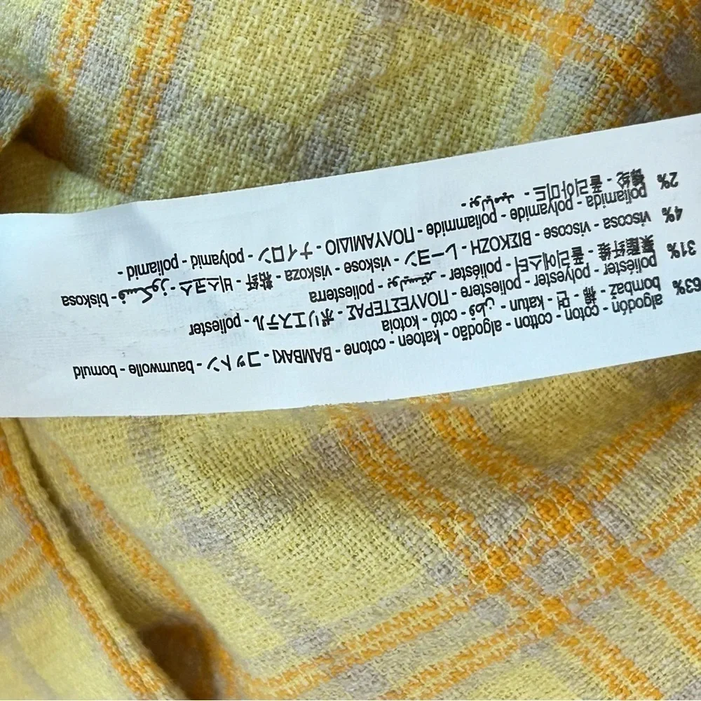 Zara NWT yellow Plaid Midi High Waisted Skirt Front Slit At Hem Sz XS bloggers - Picture 9 of 14